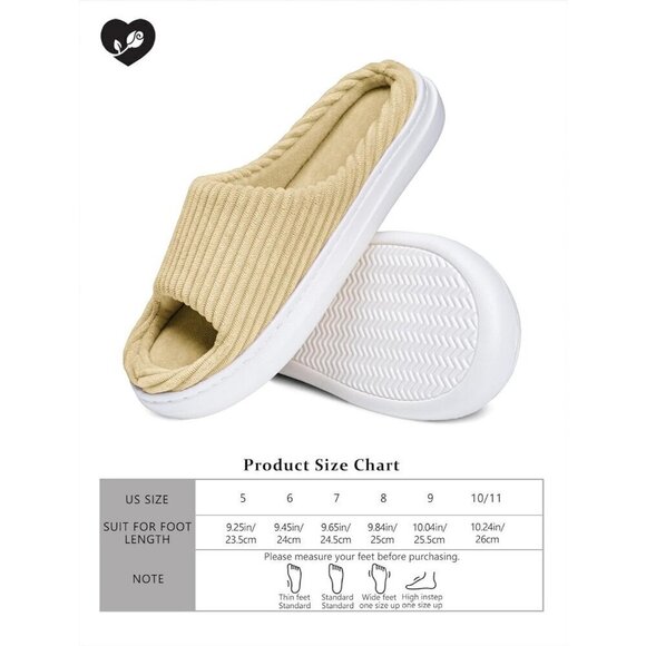 Slippers Memory OpenToe House Bedroom Corduroy Lightweight Shoes Comfy for Women - Picture 7 of 7